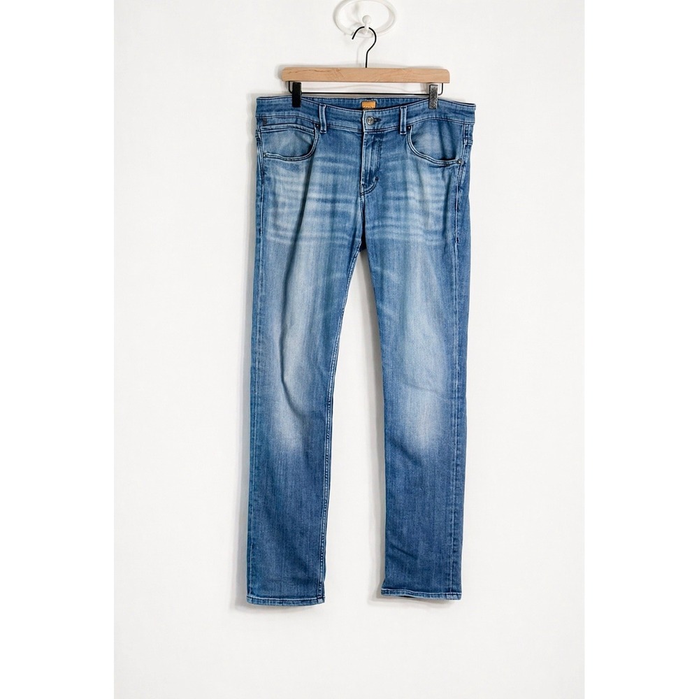 Hugo Boss Orange Mens Jeans 34x32 Blue Straight Slim Medium Wash Denim
